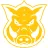 A two tone rendering of the Hog Technologies's Hog Mascot