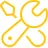 A line drawing of a monkey wrench and a screwdriver, arranged to form an X.